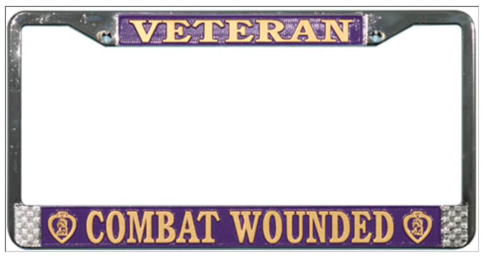 Purple Heart Combat Wounded Veteran License Plate Frame