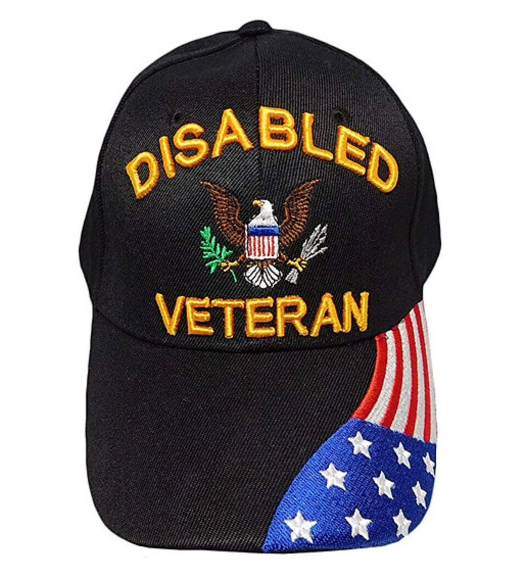 Disabled Veteran Cap w RWB Flag on Bill