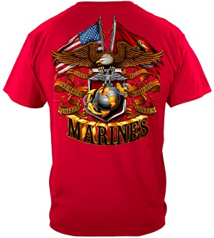 Red Marine Double Eagle and Flag Tshirt