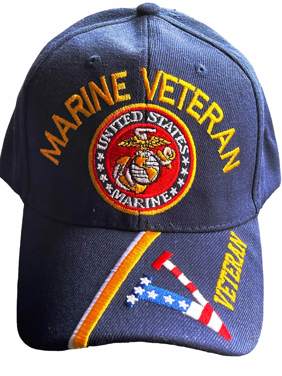 Marine Veteran EGA Logo w RWB "V" Cap