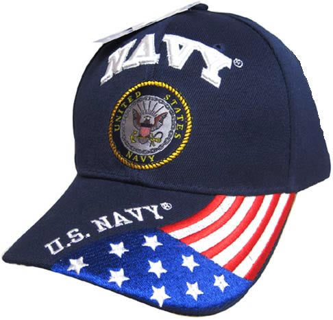 Navy Cap w US Flag on Bill