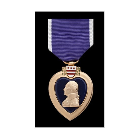 Purple Heart Medal Sticker on Black