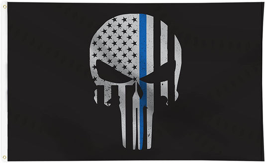 PSkull Thin Blue Line Flag