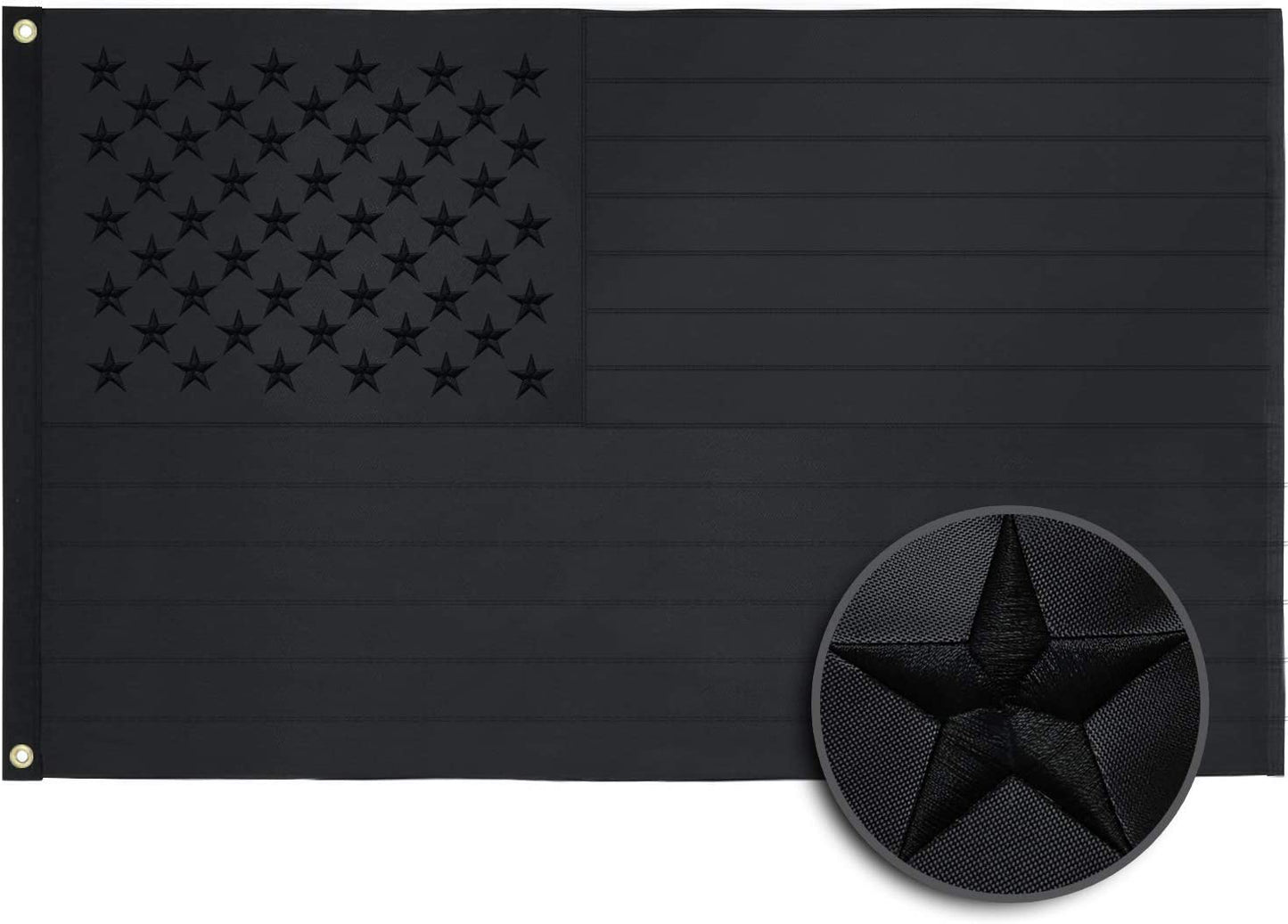 Black American Flag, Embroidered - 3x5