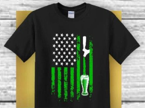 American Flag Green Beer Tee