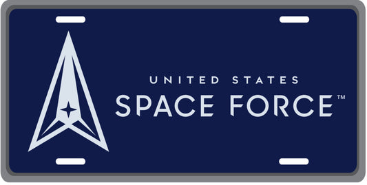 Space Force Blue Metal License Plate