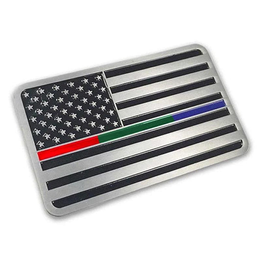 Police/Military/Firefighter US Flag Auto Emblem