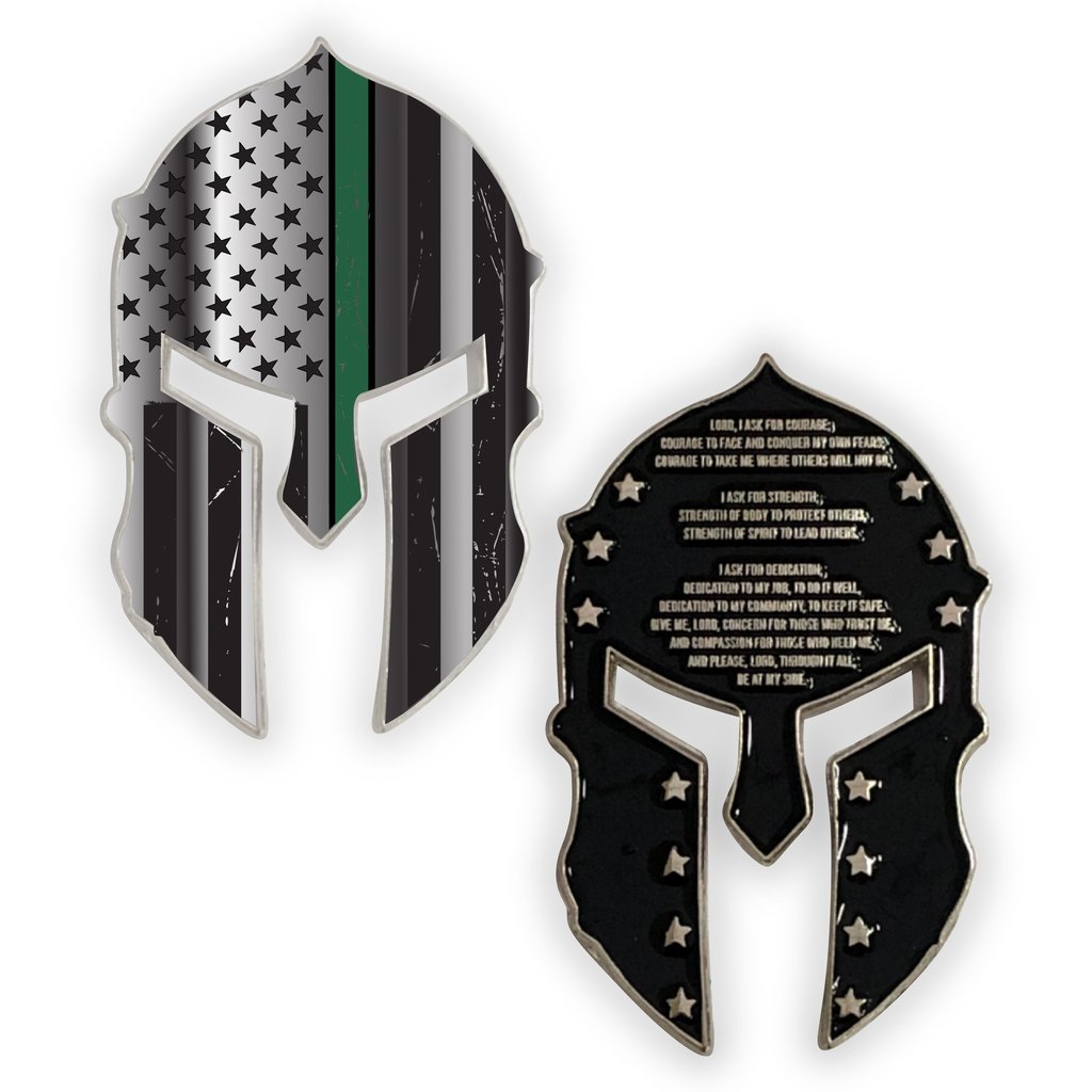 Thin Green Line Spartan Challenge Coin