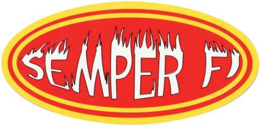 Semper Fi Reflective Oval Flames Decal