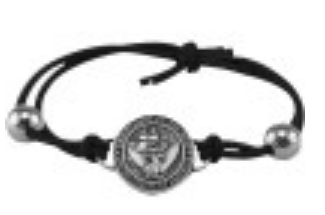 Military Bracelet with Silver Bead on Black Stretch Cord