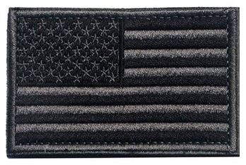 US Flag Patch Black w Grey