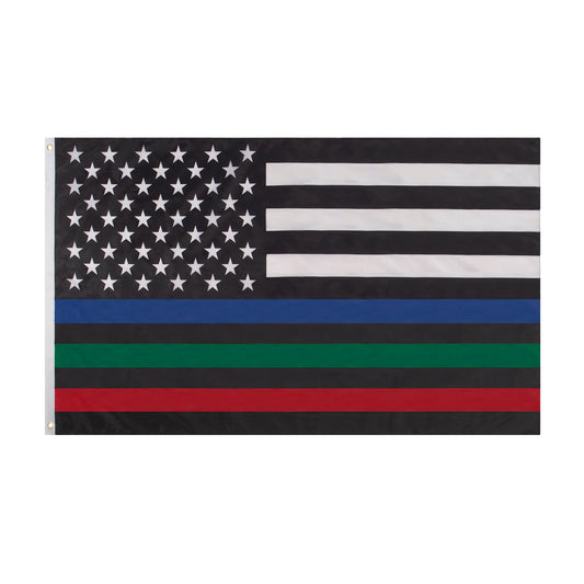 Thin Red, Blue, & Green Line Flag, 3 x 5