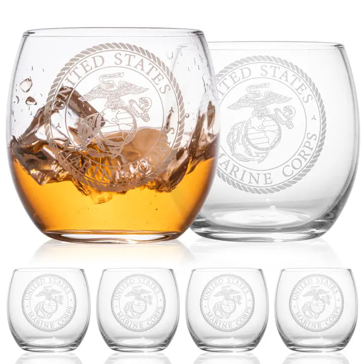 US Flag Wall Decor w/Whiskey Decanter Set - USMC