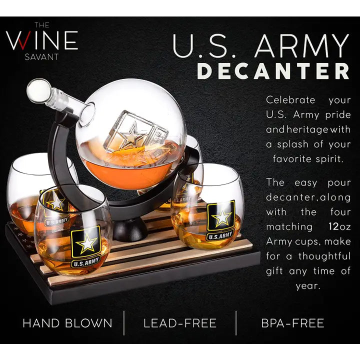 Globe Whiskey Decanter Set - US Army
