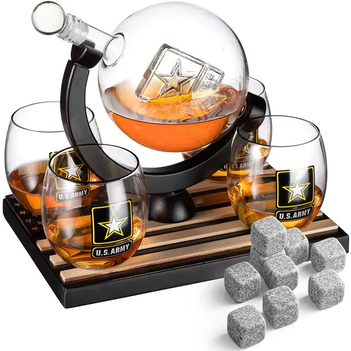 Globe Whiskey Decanter Set - US Army