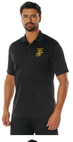USMC Moisture Wicking Polo Shirt - Black