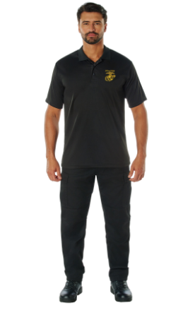 USMC Moisture Wicking Polo Shirt - Black