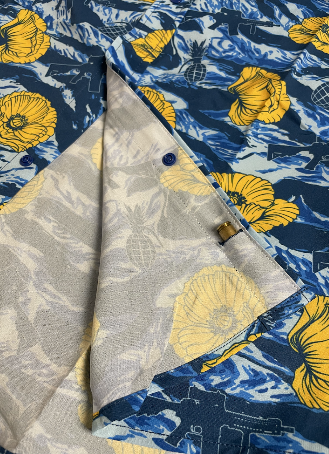 SavTac Tiger Stripe Blue Button-Up