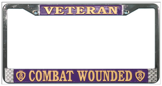 Purple Heart Combat Wounded Veteran License Plate Frame