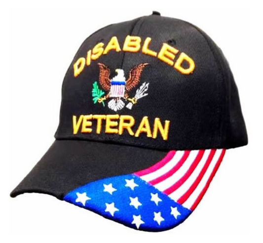 Disabled Veteran Cap w RWB Flag on Bill