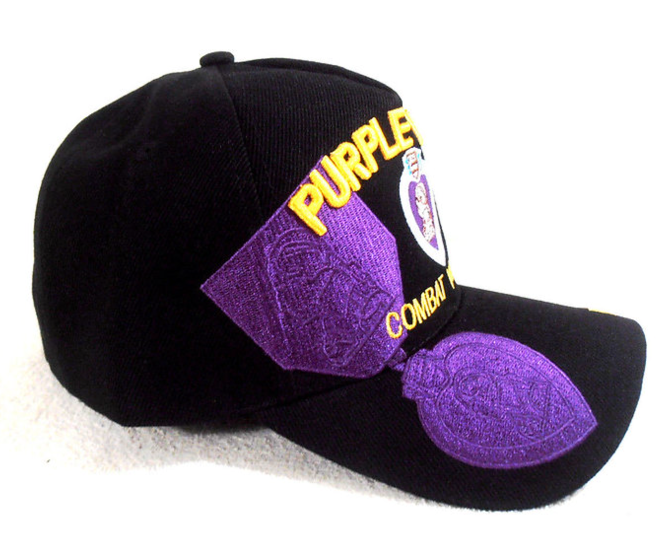 Purple Heart Combat Wounded Cap w Purple Medal on Side