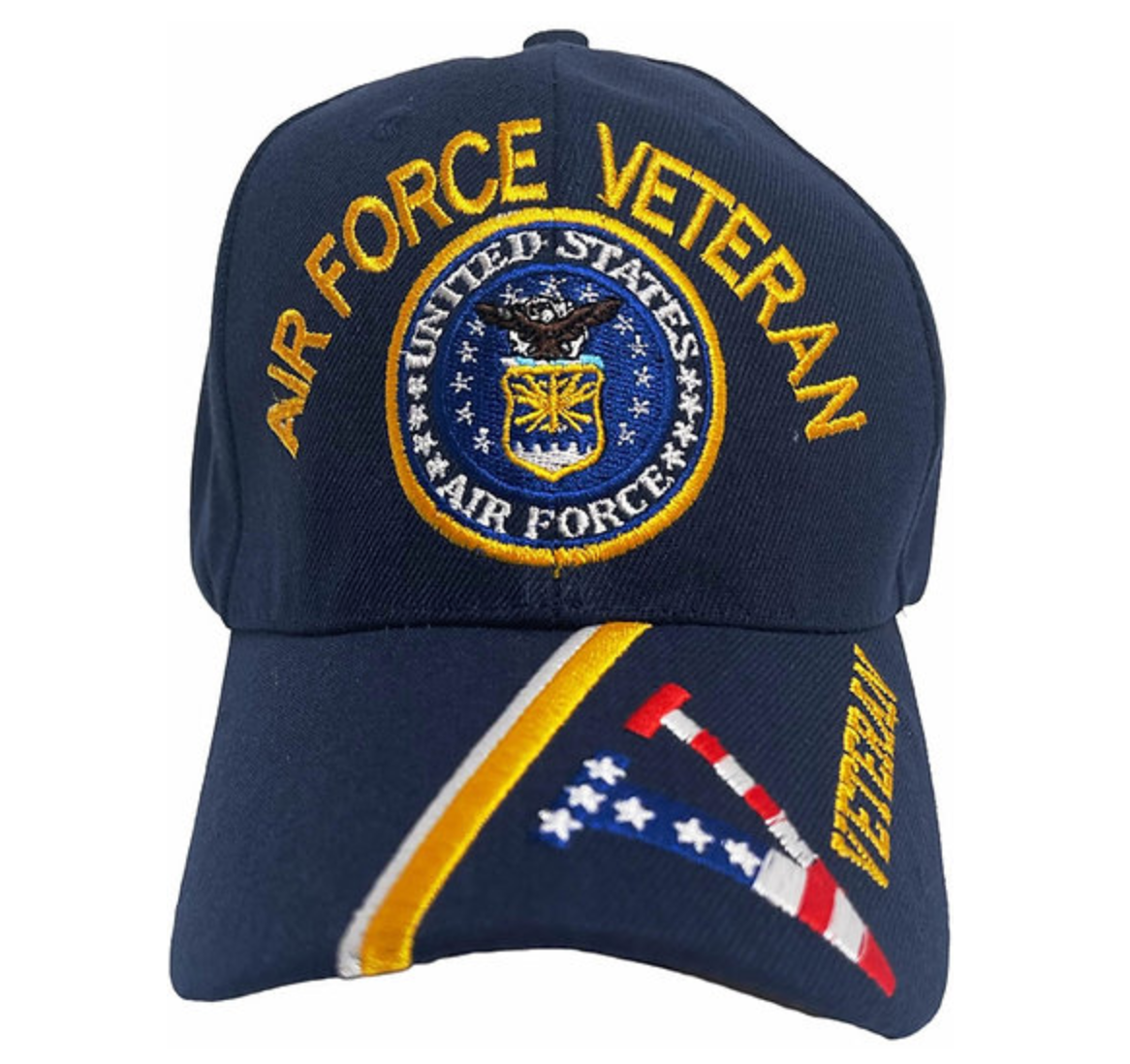 Air Force Veteran Logo w RWB "V" on Bill Cap