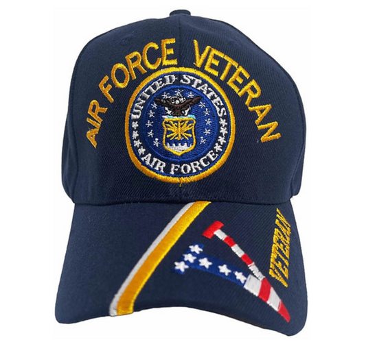 Air Force Veteran Logo w RWB "V" on Bill Cap