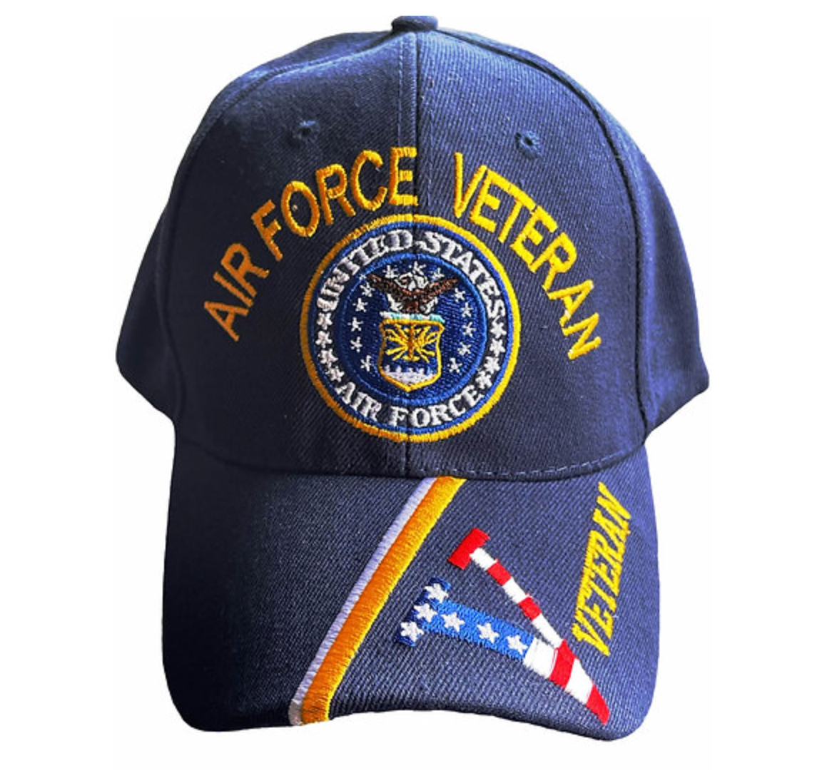 Air Force Veteran Logo w RWB "V" on Bill Cap
