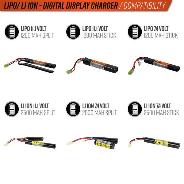 Valken Digital Display 2-3 Cell Li-Ion/LiPo Smart Airsoft Charger