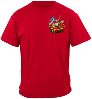 Red Marine Double Eagle and Flag Tshirt