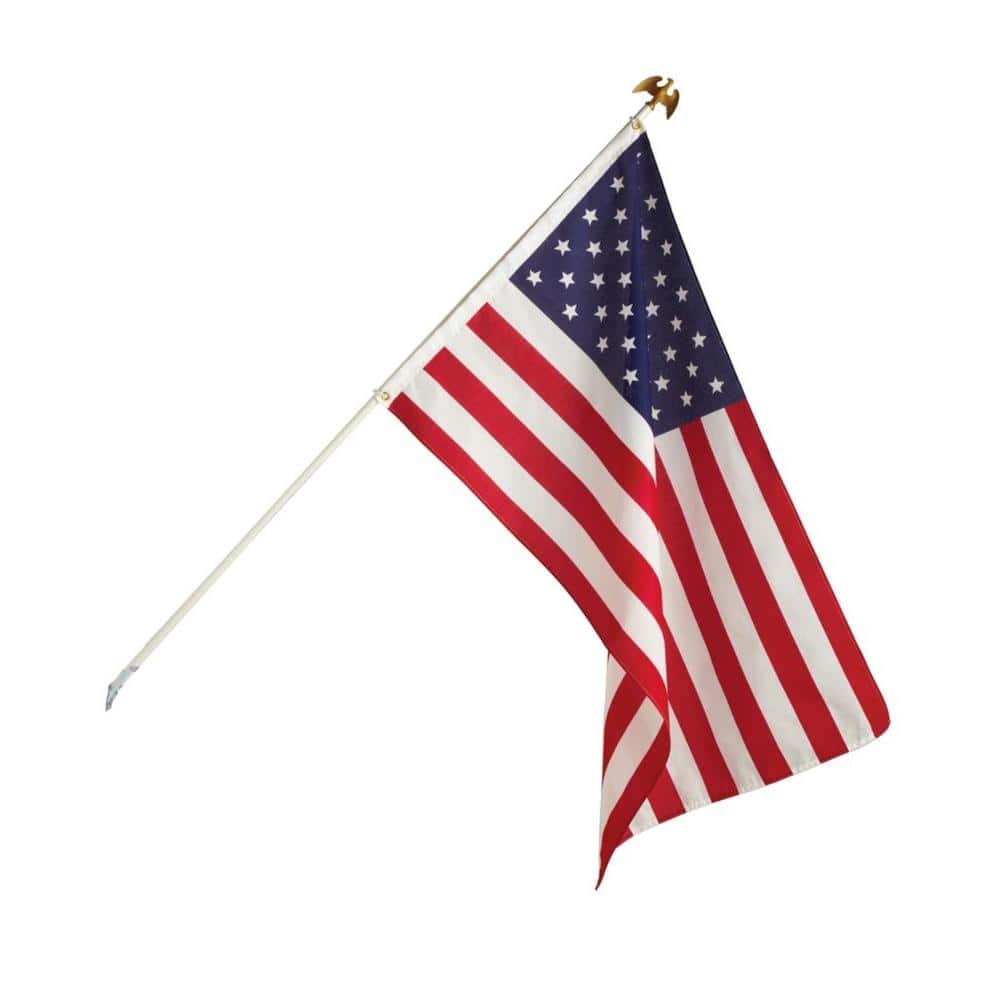 Aluminum Flag Pole Set w/ USA Flag 3 x 5