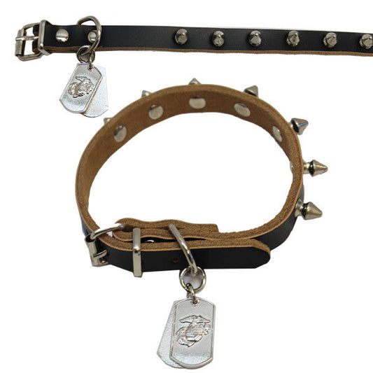 Spiked Leather Collar w/EGA Tag