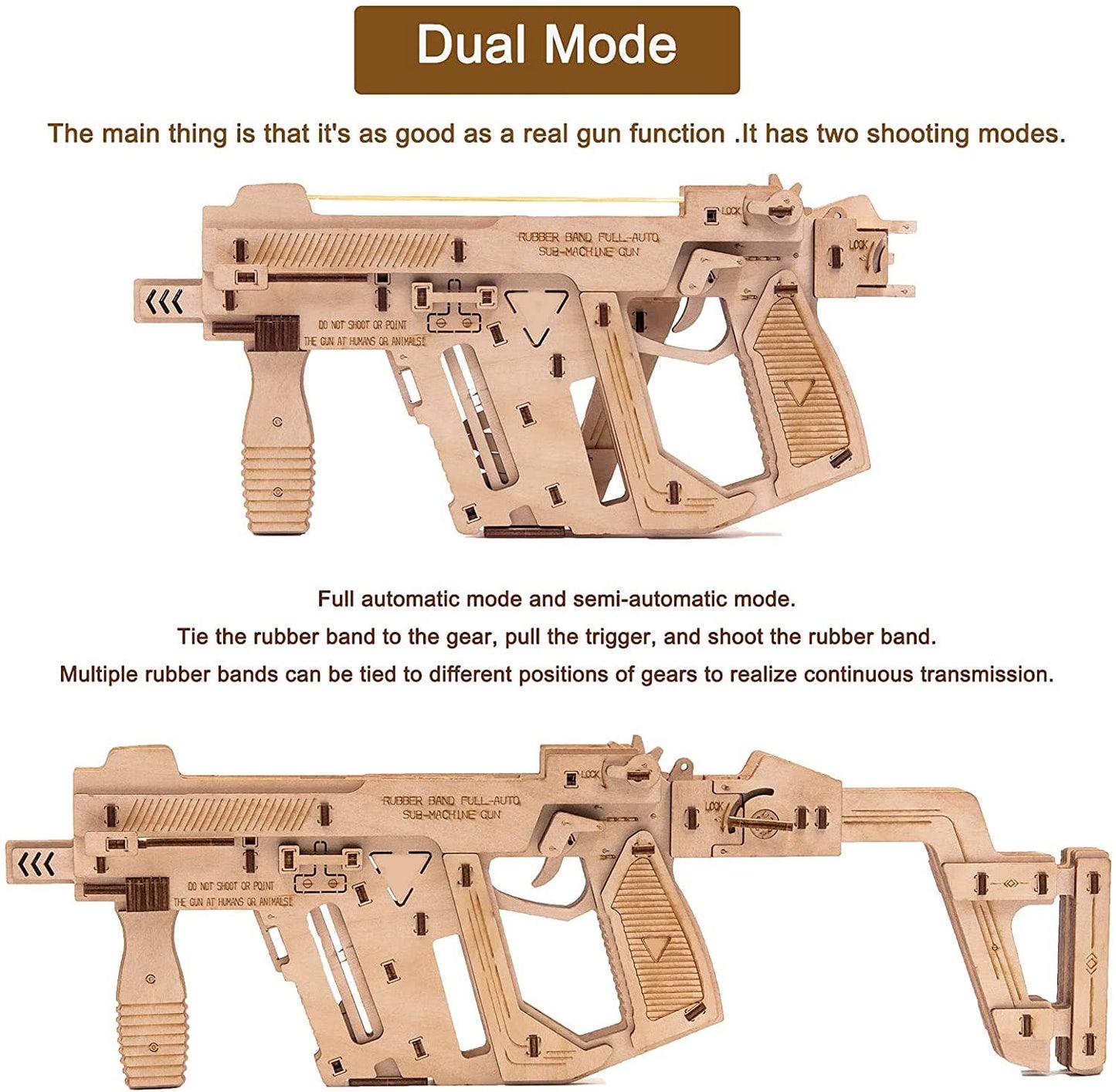 Rubber Band Machine Gun Wood Puzzle