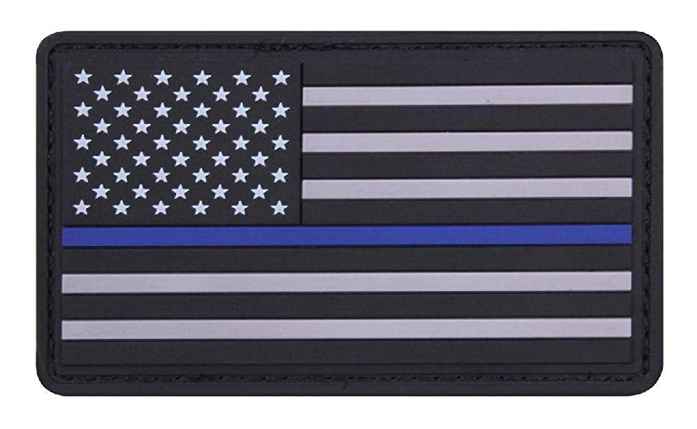 PVC Thin Blue USA Flag Velcro Patch