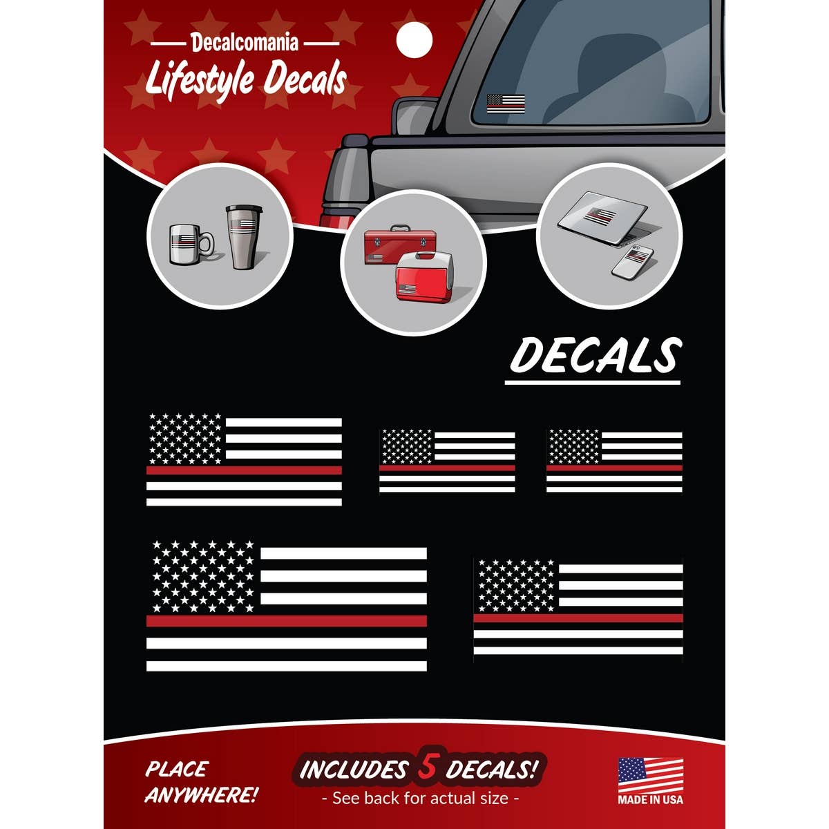 Thin Red Line Flags Car Sticker Decal