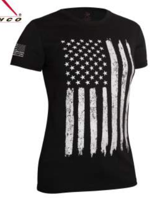Womens Distressed US Flag T-Shirt