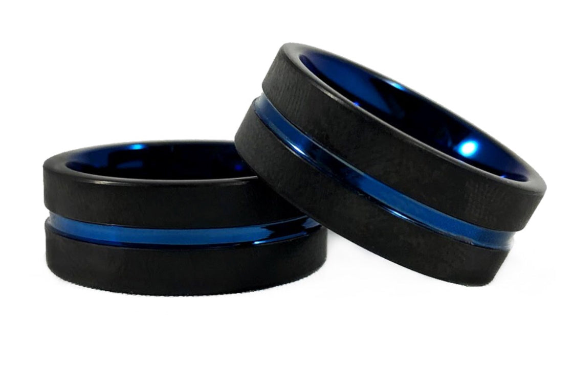 Men’s Carbide Thin Blue Line Ring