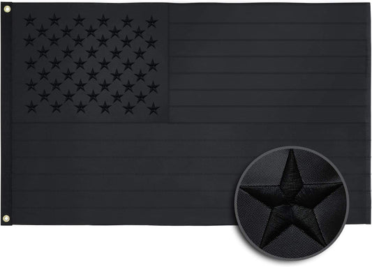 Black American Flag, Embroidered - 3x5