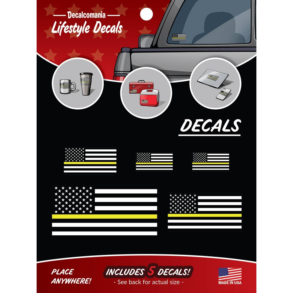 Thin Yellow Line Flags Car Stickers Decals