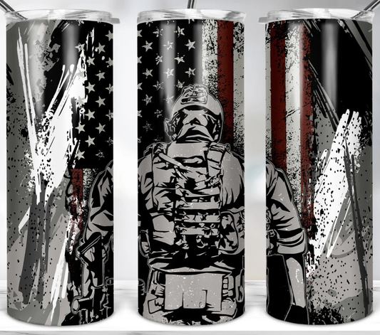 Military Tumbler w/US Flag