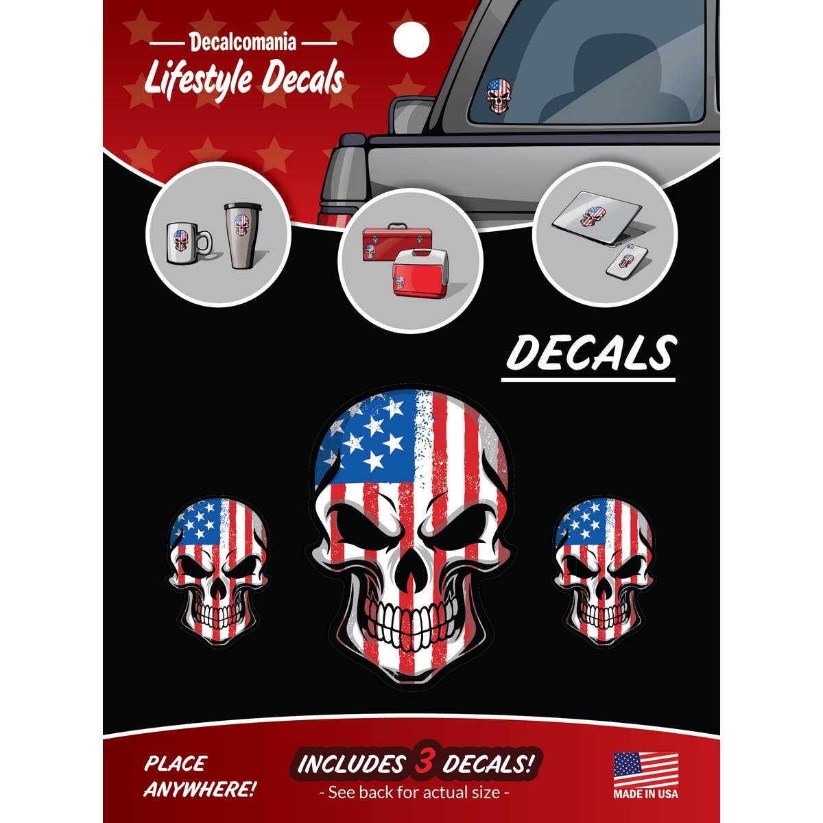 USA Skulls Car Stickers Decals