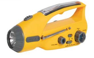 Solar/Wind-Up Flashlight w/Radio