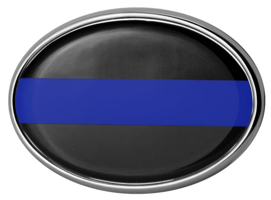 Blue Line Oval Auto Emblem