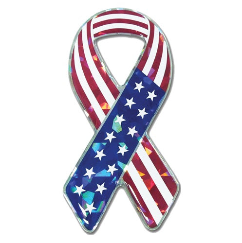 American Flag Ribbon Reflective Decal