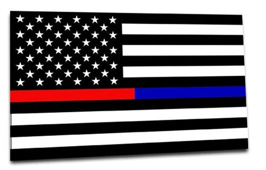 Thin Red & Blue Line US Flag Decal 4 x 6.5"