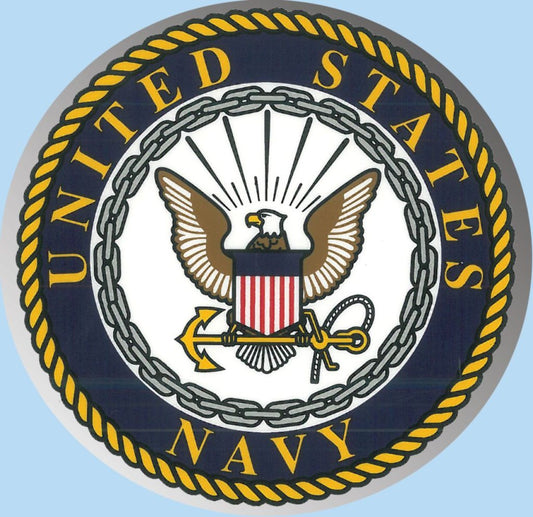 Navy Crest Round Sticker 3"