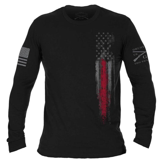 Grunt Style Red Line Flag, Long Sleeve
