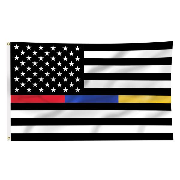 Thin Blue/Red/Gold Line Flag