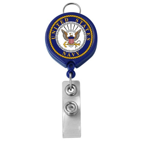 Navy Retractable Badge Holder