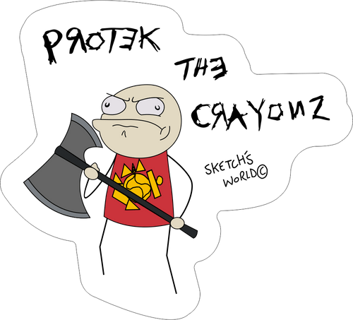 Sketch's World © Officially Licensed - Marines 'Protecting the Crayons' - 3x3 sticker